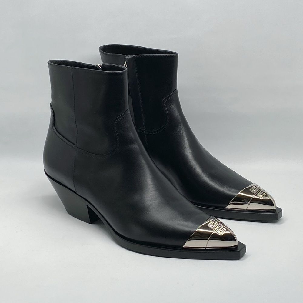 Givenchy Calfskin 4G Metal-Toe Western Booties size 38
